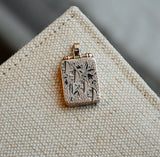 Antique Victorian 10K Gold Rectangular Black Enamel Taille D'Epargne Photo Locket, Circa 1800s