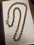 Antique Victorian Solid 10K Gold Collar Chain Necklace, Interlock Link Watch Chain, 18.5 Inches