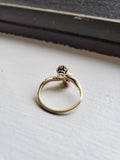 Reserved Antique 14K Gold Platinum GIA 0.93 I VS2 Antique Cushion Cut Diamond Pearl Two Stone Toi et Moi Bypass Engagement Wedding Ring, Size 8.5