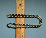 Antique Victorian 12K Solid Gold Collar Chain Necklace, Interlock Link Locket Watch Chain, 18.5 Inches