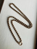 Antique Victorian 12K Solid Gold Collar Chain Necklace, Interlock Link Locket Watch Chain, 18.5 Inches