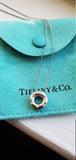 Vintage Retired Authentic Tiffany & Co Etoile Platinum Diamond Open Circle Pendant Necklace, Donut Charm