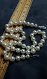 Vintage Midcentury Cultured Pearl Single Strand Necklace, Hand Knotted, 14K White Gold Filigree Seed Pearl Clasp, 16 Inches, Choker Necklace
