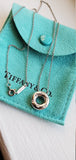 Vintage Retired Authentic Tiffany & Co Etoile Platinum Diamond Open Circle Pendant Necklace, Donut Charm