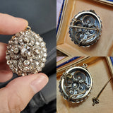 Reserved Antique 19th Century 18K Gold Silver Rose Cut Diamond Brooch Pendant with Removable Pin and Foldable Bale