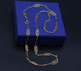 Antique Edwardian 10K Solid Gold Filigree Ornate Oval Link Chain Necklace, Layering Chain, 20 Inches