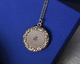 Antique Victorian Edwardian Repoussé  10K Solid Gold Starburst Rose Cut Diamond Round Shape Photo Locket, Personalized Pendant