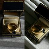 Antique Tiffany & Co 18K Gold Gypsy Set GIA Certified Cambodia No Heat Sapphire Sugarloaf Cabochon Ring, Size 6
