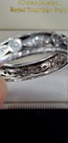 Antique Art Deco Platinum Ornate Open Work Filigree Diamond Etched Hand Carved Band Ring, 0.36 CTW, Wedding Band, Size 6.25-6.5