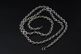 Substantial Antique Sterling Silver Belcher Link Long Guard Muff Chain Necklace, Layering Locket Chain, 36.5", Bold Statement Necklace