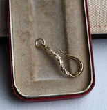 Large Size Antique 14K Gold Hand Chased Shepherd Hook Swivel Clip, Charm Pendant Holder, Chain Connector