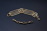 Modified Antique 14K Solid Yellow Gold Watch Chain Bracelet, 7&1/8" Long Adjustable, Gift for Her
